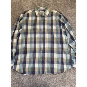 Tommy Bahama Button Up Shirt XL Long Sleeve Pima Cotton Plaid Blue